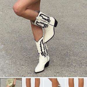 Princess Polly Black and White Heeled Boots